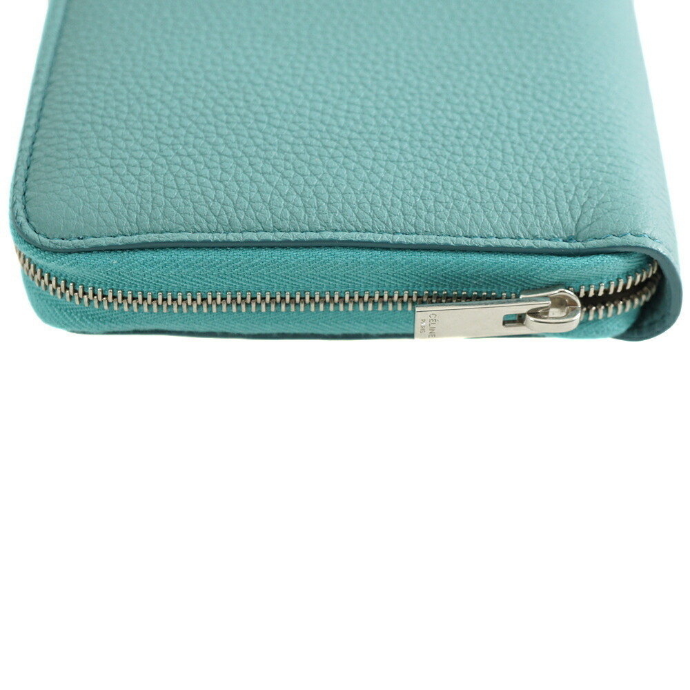 Celine Long Gray Turquoise Around Leather Wallet Zip Blue - Picture 3 of 8